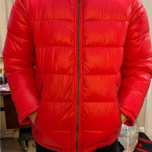 Guess Men's Vibrant Red Puffer Jacket